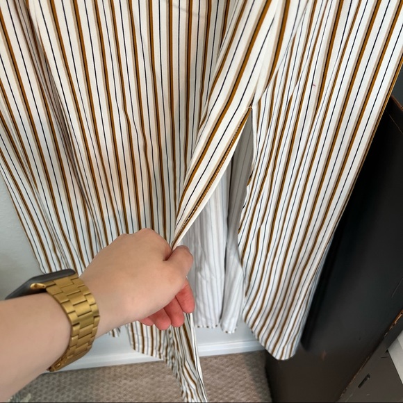 NWT Danielle Bernstein Striped Puff Sleeve Midi Dress 10 - Picture 9 of 11